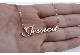 Rose Gold Silver Colour Personalised Custom Name Pendant Necklace Customised Cursive Nameplate Statement Necklace Handmade Birthday2846837