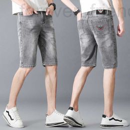 Men's Jeans designer Live broadcast 2022 new summer cropped jeans men's slim straight short pants big brand grey X1B0