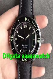 2019 New Luxury Watch Fifty Fathoms Grande Date 5050 Titanium Case HGF Black Dial Sailcanvas Strap Cal 6918B Automatic movement 5481082