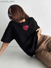 Women's T-Shirt Blessyuki Fashion Love Printed T-shirts Women Summer Cotton Plus Size Basic Ts Strwear Couple Clothes Female Gothic Tops Y240420