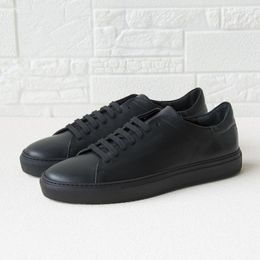 Casual Shoes DONNAIN Minimal Platform Black Genuine Leather Sneakers Men And Women Luxury Calfskin Trainers Couple Flats