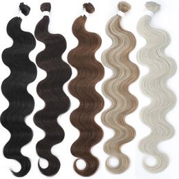 Colourful Body Wave Hair Bundles 613 Piano Blonde Natural Synthetic s Ombre Thick tail Loose Deep Weaving 240410