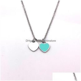 Pendant Necklaces Heart Necklace Woman A Set Of Packaging Stainless Steel Blue Pink Green Jewelry On The Neck Valentine Day Christmas Dhspm