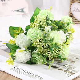 Decorative Flowers Exquisite Artificial Blooms Elegant Silk Chrysanthemum Mini Rose Bouquet For Wedding Home Decoration Valentines