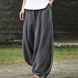 Women's Pants Spring Summer Loose-Fitting Designer Harem Womens Wide Leg Bloomers Pant Ladies Solid Cotton Trousers Balloon Slacks