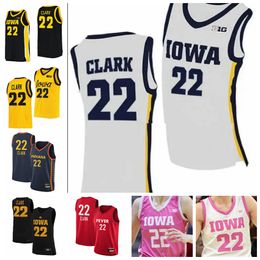 22 Caitlin Clark Jersey Iowa Hawkeyes Men Women Youth College Basketball Jerseys Black White Yellow