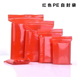 Storage Bags Red Self Sealing Bag Thick PE Seal Moisture-proof Food Cookie Package Jewellery Translucent Zipper 0.14m