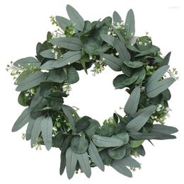 Decorative Flowers 17'' Eucalyptus Wreath For Front Door Artificial Plants Background Wall Window Indoor Outdoor Wedding Party