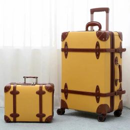 Sets Hot!New Retro soild Colour Travel Bag Rolling Luggage sets,12"20"24"28"size Women&Men Trolley Suitcases handbag with Wheels