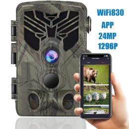 Cameras WIFI 830 24M Hunting Trail Camera WIFI Version Infrared Security Courtyard Bluetooth Cam Wild Field Outdoor Waterproof Recorder