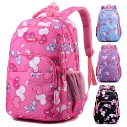 Bags New School Bag for Junior High School Students Cute Full Print Cartoon Rabbit Printed Nylon Backpack Sweet Casual Girl Bag