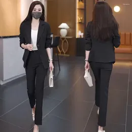 Women's Two Piece Pants Women Business Suit Elegant Set With Vest Coat Slim Fit Single Button Design For Formal Spring