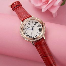 Dinuo Dino Watch New Roman word diamond inlaid womens watch calendar quartz watch 5722 belt