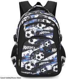 Bags Boys School Backpacks Football Printing School Bags Waterproof Schoolbags For Children Larger Capacity School Backpacks Blue