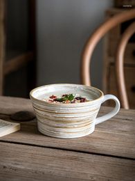 Mugs Porcelain Old Times Retro Large Diameter Oatmeal Cup Breakfast American Ceramic Home Cereal Water