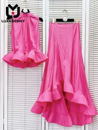 Work Dresses LUXE&ENVY Cargo Set Versatile Sleeveless Loose Top Irregular Half Skirt B2#5568