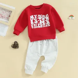 Clothing Sets Kids Baby Girls Valentine S Day Outfit Long Sleeve Letters Print Sweatshirt Top Bell Bottoms Pants Set