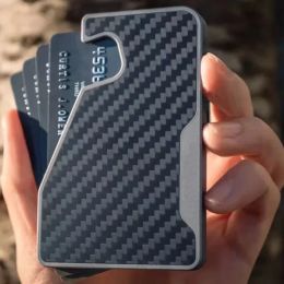 Holders Aluminium Magnetic Credit ID Card Holder for Apple Magsafe RFID Antitheft Brush Stop Technology Men's Carbon Fibre Mini Wallet