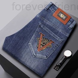 Men's Jeans designer Autumn and winter 2022 new light luxury European high-end men's jeans leisure Slim small feet elastic cotton embroidery brand I30S