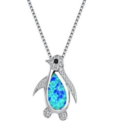 Fashion Creative Opal Zircon Penguin Animal Necklace Pendant Women Romantic Banquet Wedding Accessories Charm Jewellery Gift4167841