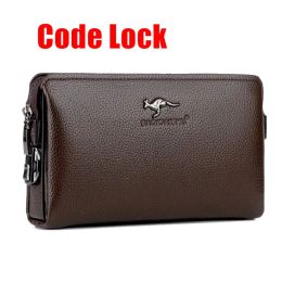 Wallets wallets for men password lock long PU Wallet Long Male Handbag Clutch Purse Business Moneybag Antitheft Black Brown Large