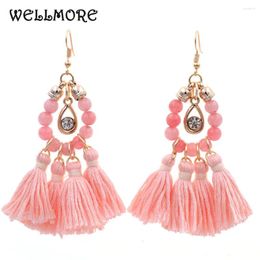 Dangle Earrings WELLMORE 5 Colors Natural Stone Beads For Women Handmade Tassel Drop Fashion Jewelry