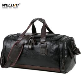 Bags Men Quality Leather Travel Bags Carry on Luggage Bag Men Duffel Bags Handbag Casual Traveling Tote Large Weekend Bag Hot XA631ZC