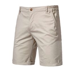 Man Shorts 2021 New Summer 100% Cotton Solid High Quality Casual Business Social Elastic Waist Men 10 Colors Beach Shorts Running Basketba