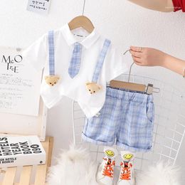 Clothing Sets 2024 Toddler Summer Outfit Clothes For Kids Boy 1 To 5 Years Cartoon Turn-down Collar Short Sleeve T-shirts And Shorts Boys