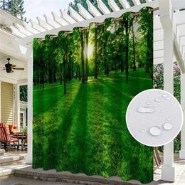 Curtain Outdoor Waterproof 3D Digital Printing Seascape Drape For Sliding Door / Foyer Arbor Lanai Custom Size