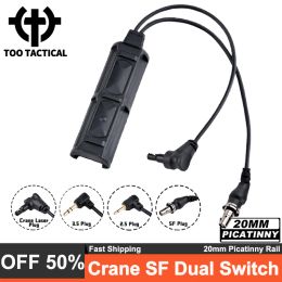 Scopes Tactical Crane Dual Pressure Button Switch SF PLUG 2.5/3.5MM Remote Switches Fit PEQ DBAL OGL Laser M300M600 Hunting Flashlight