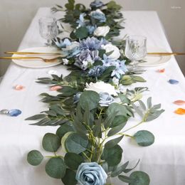 Decorative Flowers Good Design Silk Flower Table Runner For Wedding Decoration