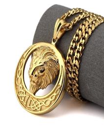 High grade jewellery authentic 18K Gold Lion pendant totem golden male female fashion hip hop Necklace sweater chain A1847053739