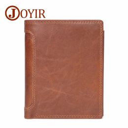 Wallets JOYIR Vintage Genuine Leather Wallet Men Coin Purse Male Portomonee Wallet Money Credit Card Holder Rfid Walet Leather For Men