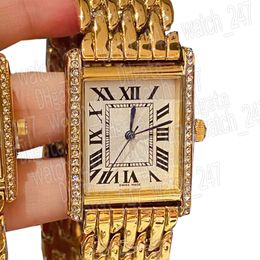 Luxury women designer watch fashion quartz watches lady watch set vintage tank watches Diamond Gold Platinum rectangle watch stainless steel gifts for couple