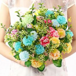 Decorative Flowers Faux Chrysanthemums Elegant Silk Chrysanthemum Mini Rose Bouquet For Wedding Home Decoration Artificial With Low A