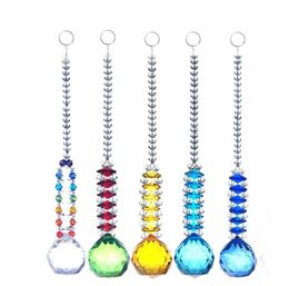 5PCS Hanging K9 Crystal Glass Suncatcher 40mm Ball Chandelier Part Prism Hanging Glass Chakra Feng Shui Pendants Home Decorations 7200218