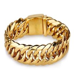 2019 Fashion Men Luxury Thick Chain Men039s Bracelets Bangles Never Fade Golden Bracelet Stainless Steel Jewelry19294221074980