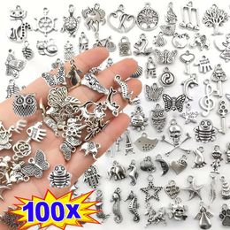 Charms 100pcs Tibetan Silver Mixed Pendant Animals Spoon Lock Shaped Beads For DIY Jewellery Making Bracelet Necklace Craft