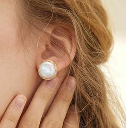 Coeufuedy Classic Big Stud Earring Baroque Freshwater Pearl Earrings For Women Party Wedding Gift Fine Jewellery Handmade1596811
