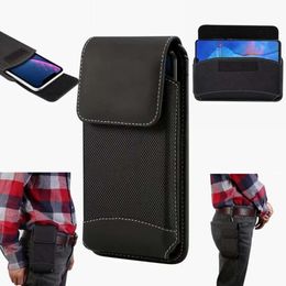 Men's Leather Cover Wearing Belt Hanging Mobile Waist Bag Nylon Horizontal and Vertical Apple Phone Case Mountaineering