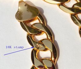 18 k Thai Baht Fine Yellow Gold Filled AUTHENTIC FINISH stamped fine Curb Cuban Link Chain necklace Men039s Made In 600mm257r208127123847