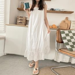 Casual Dresses Vintage Cotton Summer Dress Women Sexy Sleeveless Bandage White Streetwear Vestidos De Mujer 2024