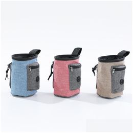 Dog Bowls Feeders Pet Training Waist Bag Cat Treat Pouch Bags Snack Pockets 17X15Cm Linen Cloth Puppy Food Organizer Drop Delivery Dhmv2