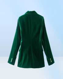 Women039s Suits Blazers Women Dark Green Velvet Blazer Jacket Elegant Coat Female Slim Fit Office Lady Solid Long Sleeve Sing4976480