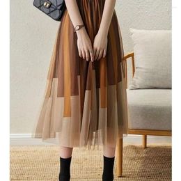 Skirts Long Skirt Korean Fashion Harajuku Kawaii Y2k Midi Maxi Tull Autumn Vintage Elastic High Waist Streetwear Black