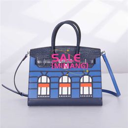 A Birknns Classic bag house Small 2024 new niche design Colour blocking handheld women's with crocodile pattern single shoulder crossbody U6JA