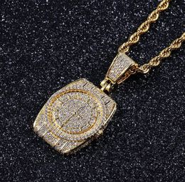 Gold Silver Hip Hop Designer Necklace Jewelry Iced Out Watch Pendant Mens Women Gifts Fashion Stainless Steel Chain Punk Pendants 3122398