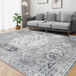Carpets Washable 9x12 Area Rug: Rugs For Living Room Ultra Soft Carpet Bedroom Waterproof Rug Non Slip Hardwood Floors (Gre