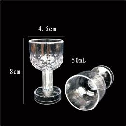 Wine Glasses Led Flash Colour Change Water Activated Light Up Champagne Beer Whiskey 50Ml Drinkings Glass Sleek Design Drinking Cockt Dhjse